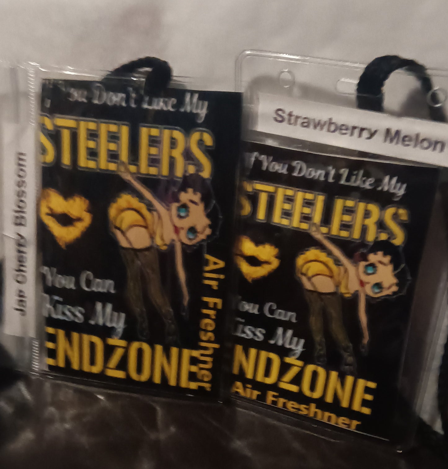KIss My Endzone with Betty Boop for Steelers Car Air Freshener